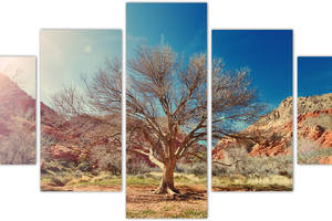 Картина из 5 частей на холсте KIL Art Дерево в Гранд Каньоне 187x94 см (m52_XL_50)