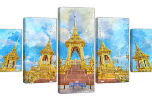 Картина из 5 частей на холсте KIL Art Королевский дворец в Бангкоке 162x80 см (m52_L_29)
