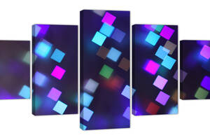 Картина из 5 частей на холсте KIL Art Разноцветные квадратные блики 162x80 см (m52_L_7)