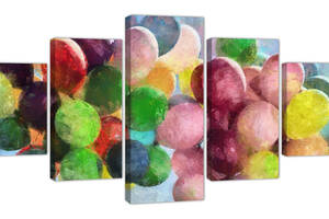 Картина из 5 частей на холсте KIL Art Разноцветные воздущные шарики 162x80 см (m52_L_12)