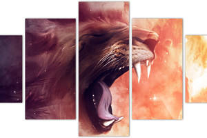 Картина из 5 частей на холсте KIL Art Рёв льва 162x80 см (m52_L_39)