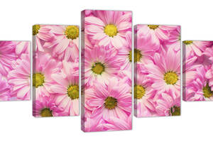 Картина из 5 частей на холсте KIL Art Розовые Хризантемы 162x80 см (m52_L_28)