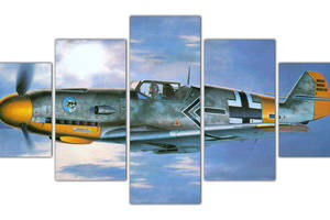 Картина из 5 частей на холсте KIL Art Самолет с летчиком в небе 162x80 см (m52_L_37)