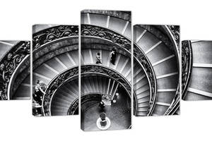 Картина из 5 частей на холсте KIL Art Винтовая лестница Браманте в Ватикане 112x54 см (m52_M_10)