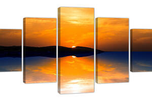 Картина из 5 частей на холсте KIL Art Закат солнца отображается в воде 162x80 см (m52_L_16)