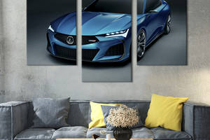 Картина из трех панелей KIL Art Acura Type S в лазурном цвете 141x90 см (1246-32)