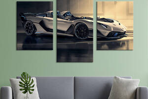 Картина из трех панелей KIL Art Автомобиль будущего Lamborghini SC20 96x60 см (1269-32)