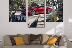 Картина из трех панелей KIL Art Bentley Continental GT в роскошном красном цвете 96x60 см (1283-32)