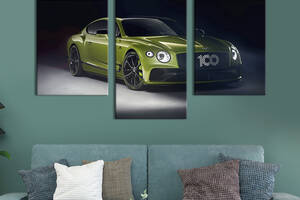 Картина из трех панелей KIL Art Bentley Continental GT в оливковом цвете 66x40 см (1288-32)