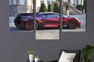 Картина из трех панелей KIL Art Bugatti Divo с окрасом 'божья коровка' 96x60 см (1306-32)