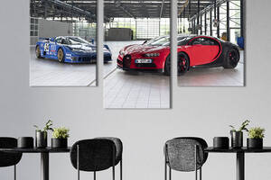 Картина из трех панелей KIL Art Эксклюзивные автомобили Bugatti 96x60 см (1308-32)