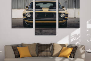 Картина из трех панелей KIL Art Коллекционный автомобиль Ford Mustang 1970 года 96x60 см (1254-32)
