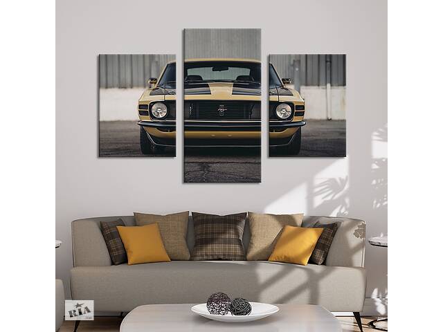 Картина из трех панелей KIL Art Коллекционный автомобиль Ford Mustang 1970 года 96x60 см (1254-32)