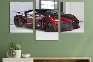 Картина из трех панелей KIL Art Красный автомобиль Bugatti Divo 96x60 см (1300-32)