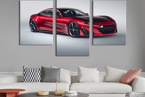 Картина из трех панелей KIL Art Красный люксовый автомобиль Drako Dragon 141x90 см (1257-32)