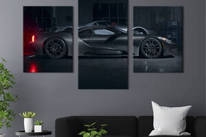 Картина из трех панелей KIL Art Роскошный автомобиль Ford GT Liquid Carbon 66x40 см (1258-32)