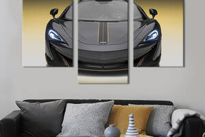 Картина из трех панелей KIL Art Роскошный чёрный McLaren 600LT 66x40 см (1350-32)