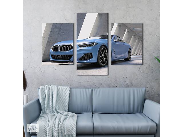 Картина из трех панелей KIL Art Роскошный голубой автомобиль 141x90 см (1295-32)