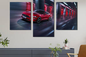 Картина из трех панелей KIL Art Роскошный красный Ford Mustang 66x40 см (1320-32)