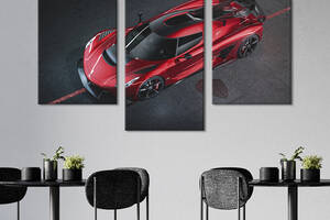 Картина из трех панелей KIL Art Шикарный красный Koenigsegg Jesko Absolut 96x60 см (1241-32)