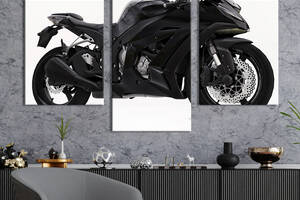 Картина из трех панелей KIL Art Стильный мотоцикл Kawasaki Ninja 400 96x60 см (1240-32)
