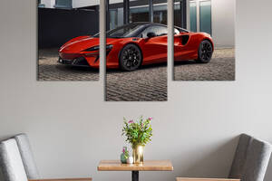 Картина из трех панелей KIL Art Супергибрид McLaren Artura в красном цвете 96x60 см (1282-32)