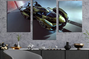 Картина из трех панелей KIL Art Сверхбыстрый суперкар Lambo v12 vision gran turismo 66x40 см (1250-32)