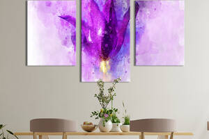 Картина из трех панелей KIL Art триптих Абстрактная фиолетовая лилия 141x90 см (983-32)