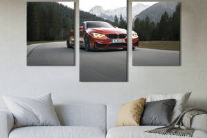 Картина из трех панелей KIL Art триптих Авто BMW на горной дороге 96x60 см (1381-32)