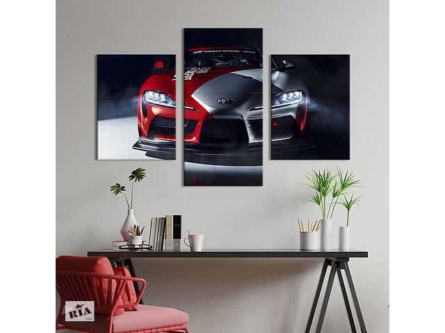 Картина из трех панелей KIL Art триптих АвтоToyota Supra в необычном окрасе 96x60 см (1405-32)