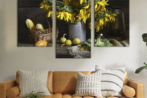 Картина из трех панелей KIL Art триптих Букет подсолнухов 96x60 см (993-32)