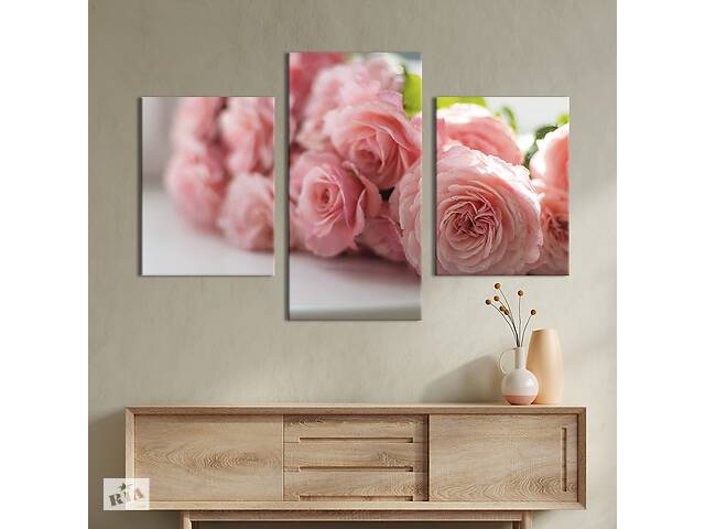 Картина из трех панелей KIL Art триптих Букет роз миндального цвета 96x60 см (960-32)