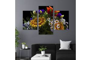 Картина из трех панелей KIL Art триптих Букет с летними цветами 96x60 см (785-32)