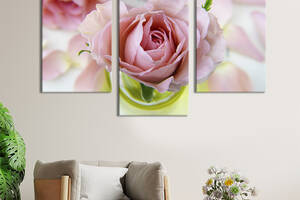 Картина из трех панелей KIL Art триптих Бутон розовой розы 96x60 см (979-32)