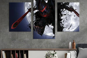 Картина из трех панелей KIL Art триптих Чёрный рыцарь в стиле аниме 96x60 см (1423-32)