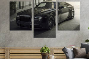 Картина из трех панелей KIL Art триптих Эксклюзивный Rolls-Royce Чёрный диамант 96x60 см (1400-32)