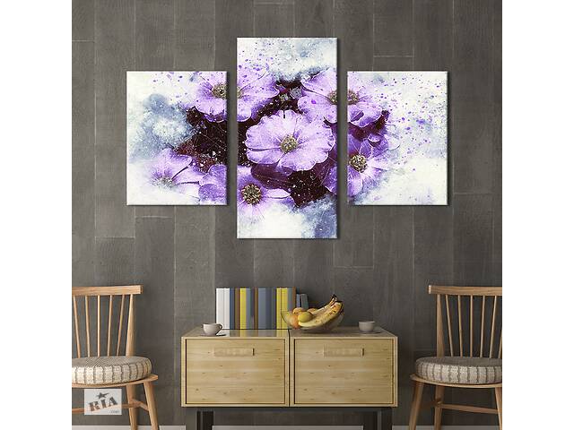 Картина из трех панелей KIL Art триптих Фиолетовые полевые цветы 66x40 см (860-32)