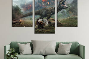 Картина из трех панелей KIL Art триптих Jurassic World: Fallen Kingdom 96x60 см (1493-32)