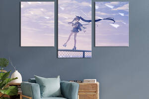 Картина из трех панелей KIL Art триптих Хрупкая аниме-девушка 96x60 см (1526-32)