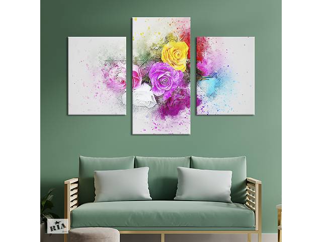 Картина из трех панелей KIL Art триптих Красочные розы 66x40 см (862-32)