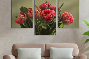 Картина из трех панелей KIL Art триптих Красочный букет тюльпанов 141x90 см (1007-32)