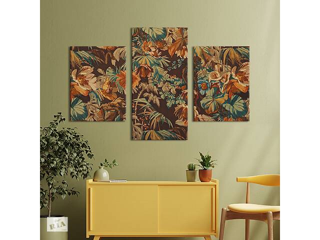 Картина из трех панелей KIL Art триптих Красивая цветочная палитра 66x40 см (805-32)