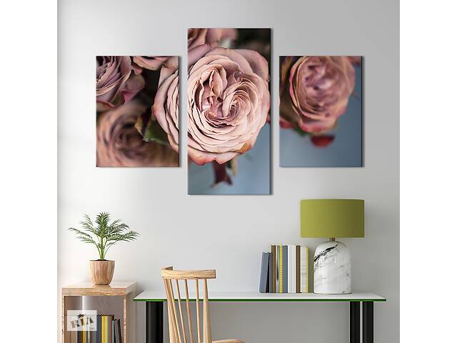 Картина из трех панелей KIL Art триптих Красивые чайные розы 66x40 см (804-32)