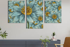 Картина из трех панелей KIL Art триптих Красивые голубые нарциссы 96x60 см (780-32)