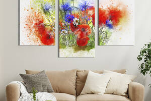 Картина из трех панелей KIL Art триптих Красивые полевые цветы 66x40 см (851-32)