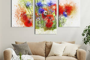 Картина из трех панелей KIL Art триптих Красивые полевые цветы 141x90 см (851-32)