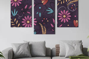Картина из трех панелей KIL Art триптих Красивые розовые ромашки 66x40 см (871-32)