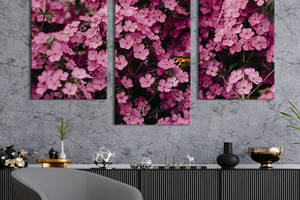 Картина из трех панелей KIL Art триптих Красивые розовые цветы флоксы 96x60 см (925-32)