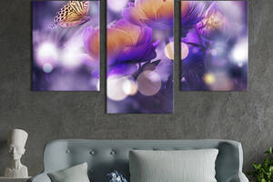 Картина из трех панелей KIL Art триптих Красивые тюльпаны и бабочки 96x60 см (789-32)