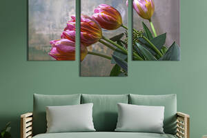 Картина из трех панелей KIL Art триптих Красивые яркие тюльпаны 66x40 см (1004-32)